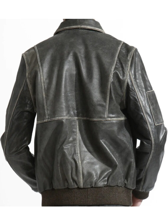 Men Bomber Style Leather Jacket