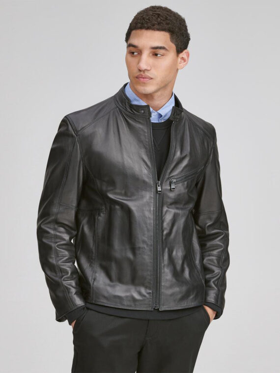 Men Classic Moto Biker Leather Jacket - Image 2