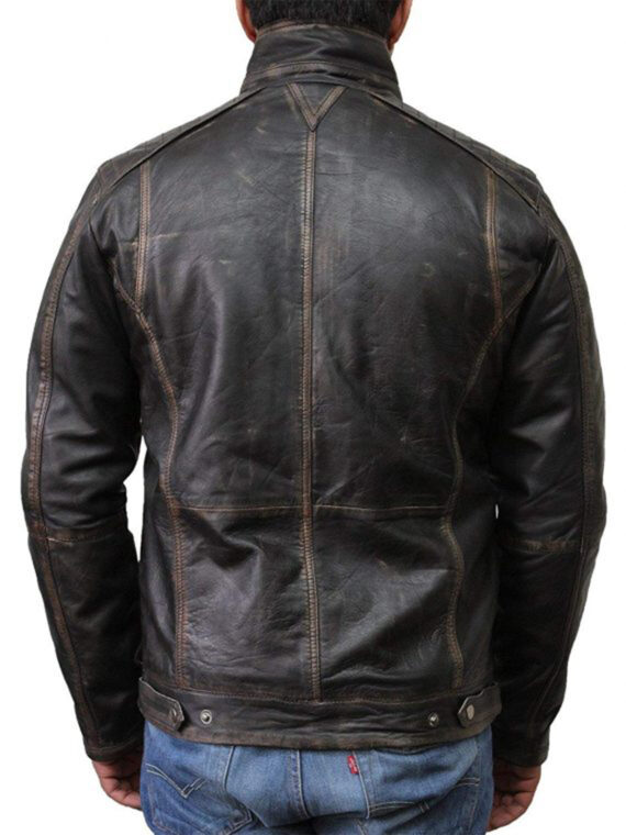 Men Classic Rubbuff Leather jacket - Image 3