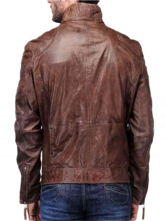 Men Distressed Coffee Brown Jacket - Image 2