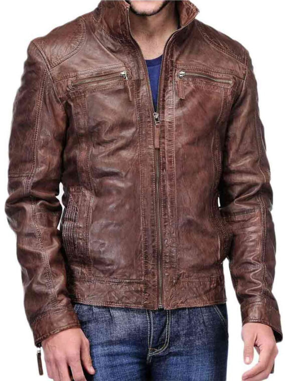 Men Distressed Coffee Jacket