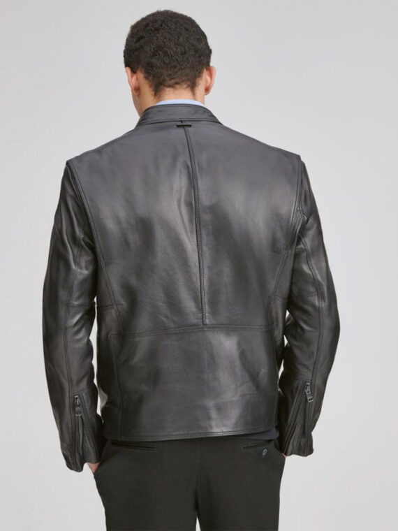 Men Moto Biker Leather Jacket