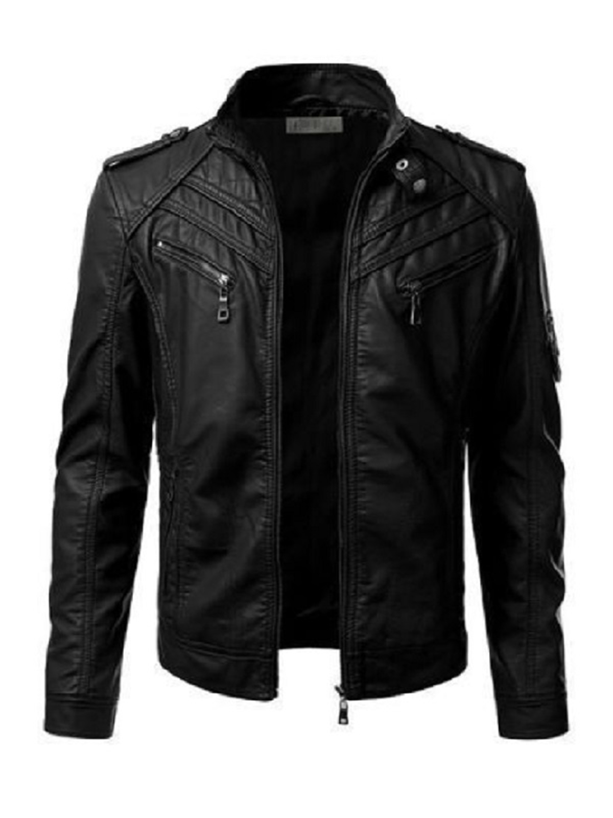 Men Motorcycle Black Leather Jacket