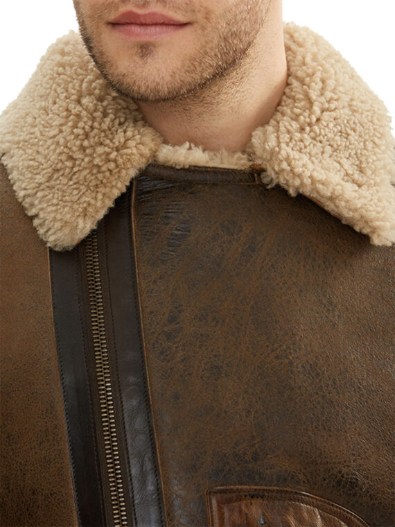 Men Real Shearling Sheepskin Leather Jacket