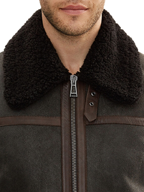 Men Shearling Sheepskin Leather Jacket - Image 3