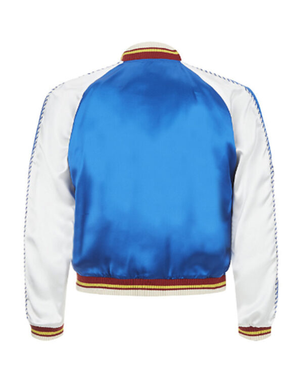 Men Stylish Blue And White Satin Jacket