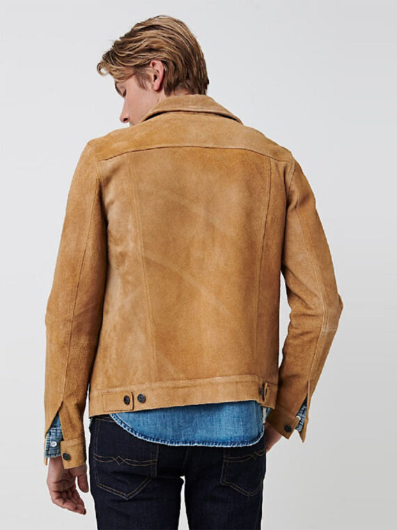 Men Suede Leather Trucker Jacket - Image 3