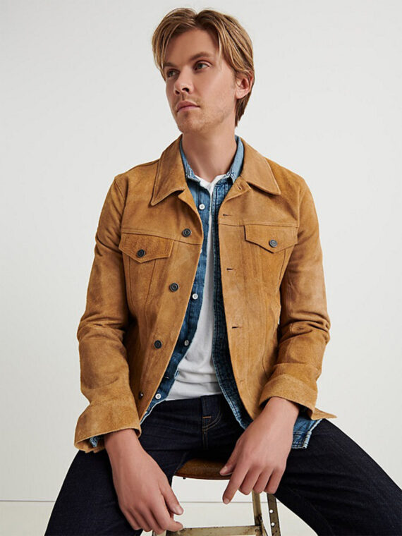 Men Suede Leather Trucker Jacket