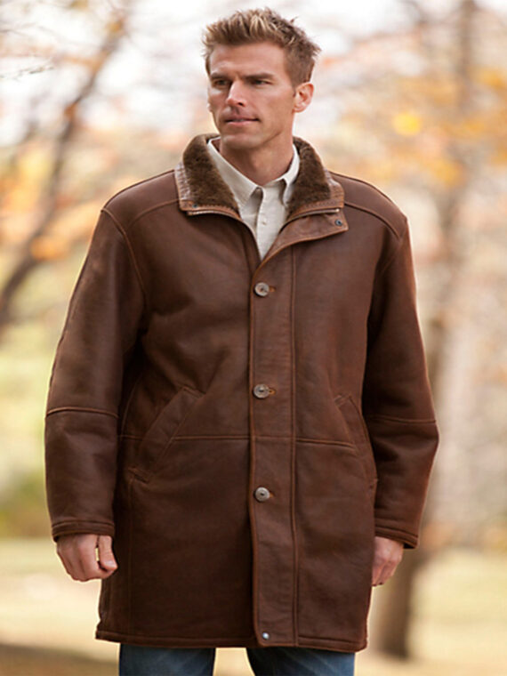 Men Winter Genuine Leather Coat