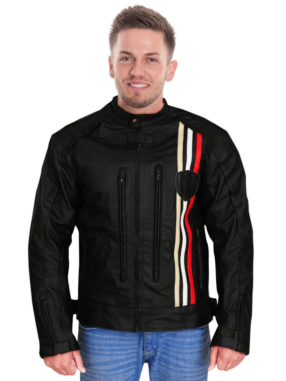 Men’s Jaunty Bikers Black Leather Jacket