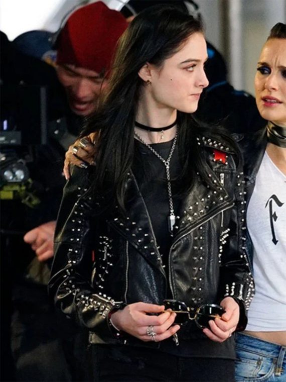 Raffey Cassidy Vox Lux Black Leather Jacket