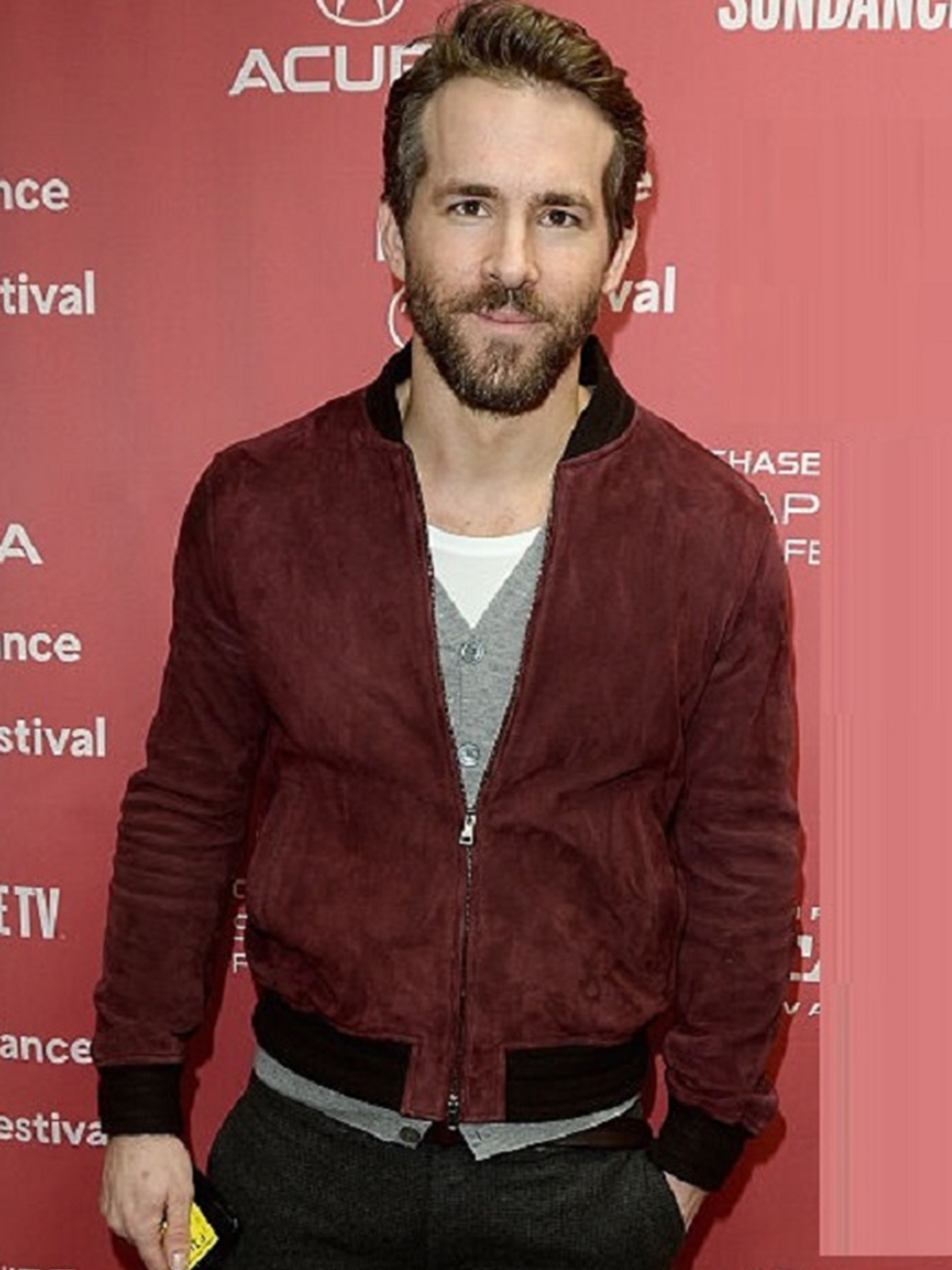 Ryan Reynolds Maroon Suede Leather Jacket