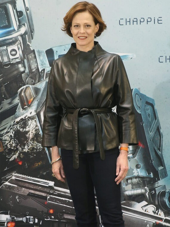 Sigourney Weaver Chappie Michelle Bradley Leather Jacket