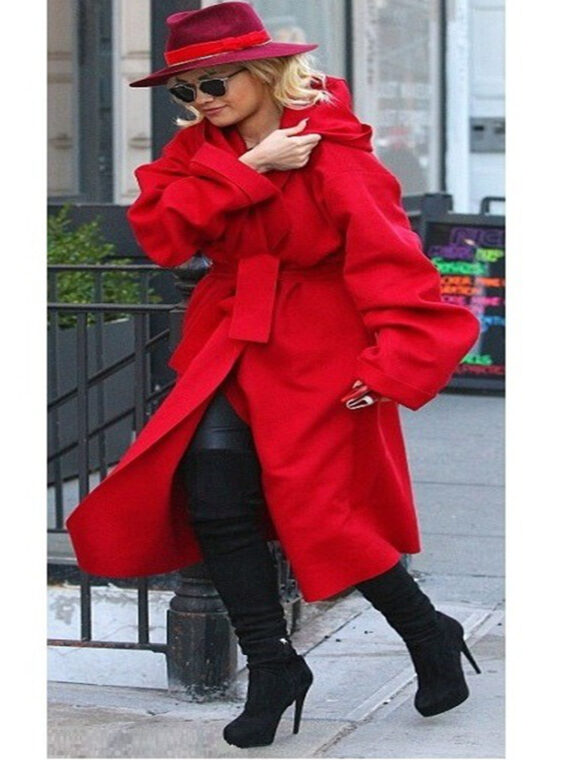 Singer Rita Ora Classic Red Coat