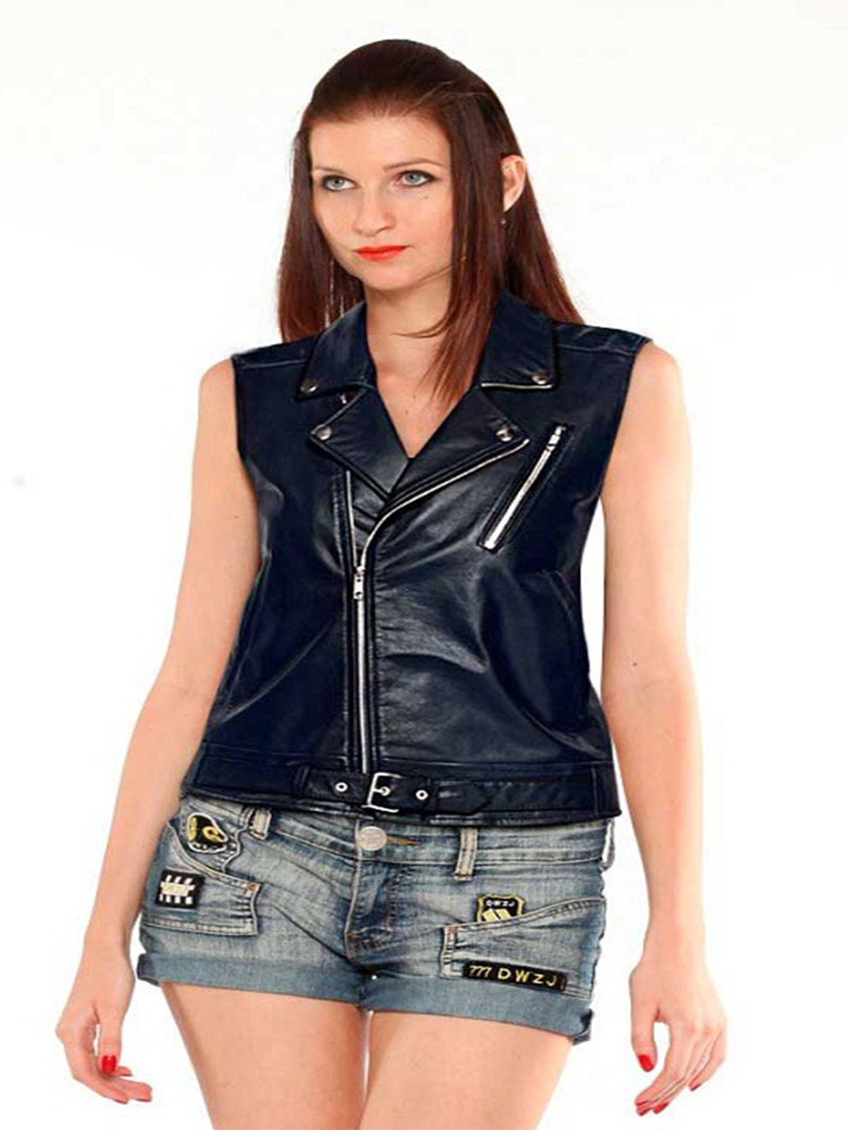 Stylish Women Leather Vest