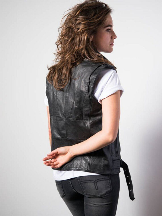 Women Casual Biker Leather Vest