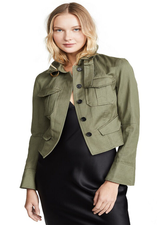 Women Classic Oval Green Jacket