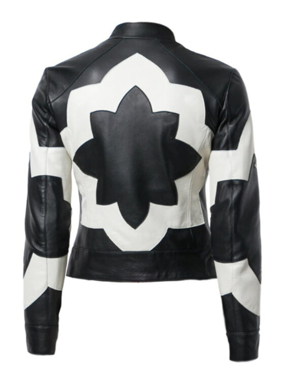 Women Octagon Design Leather Jacket