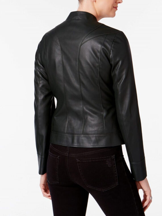 Women Slim Fit Moto Black Jacket