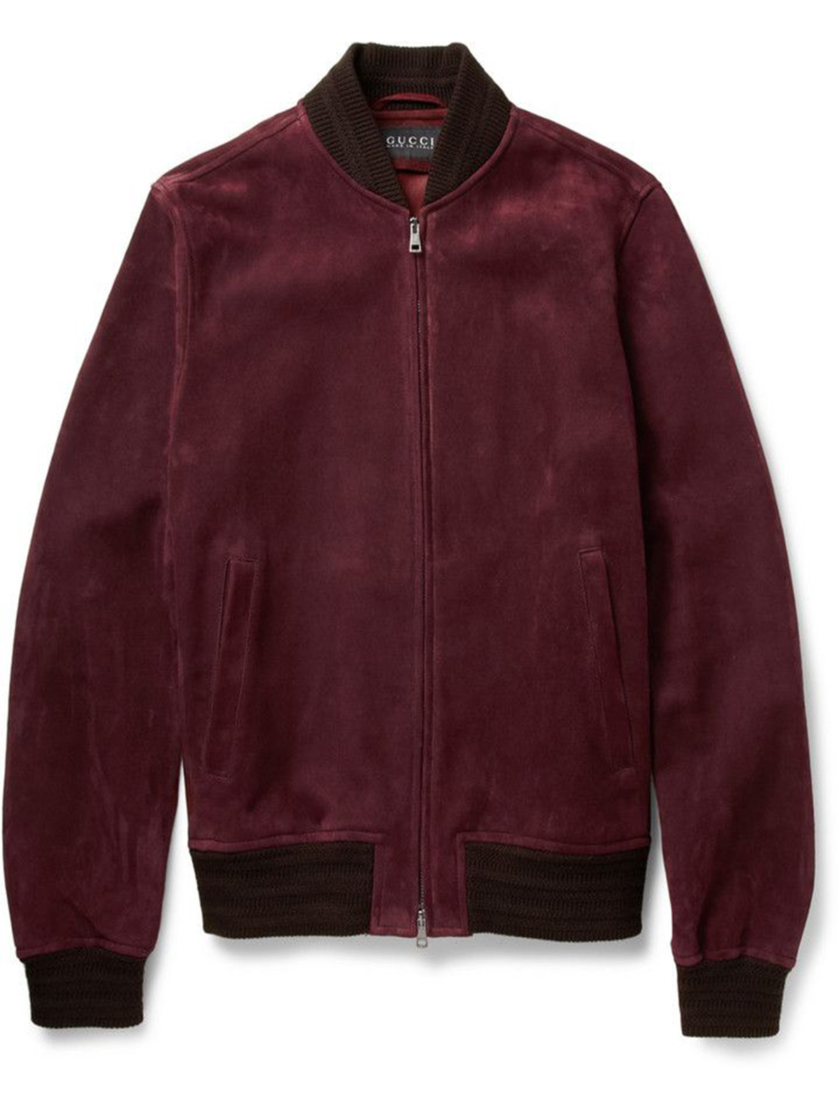 Gucci Burgundy Suede Leather Bomber Jacket