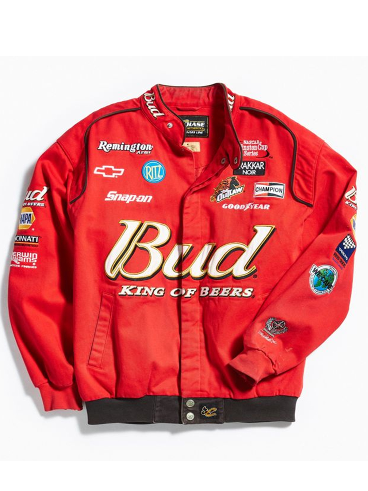 Mens Vintage Budweiser Nascar Red Cotton Jacket