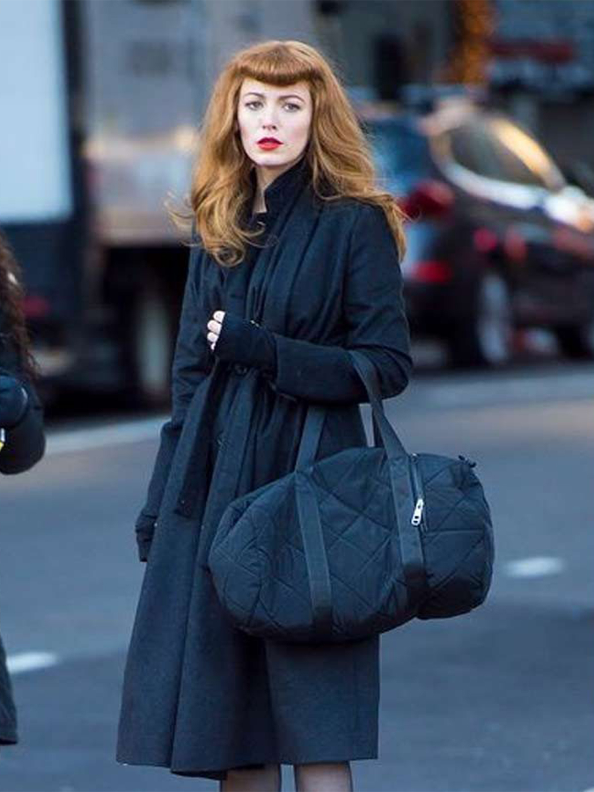 Blake Lively The Rhythm Section Stephanie Patrick Black Coat