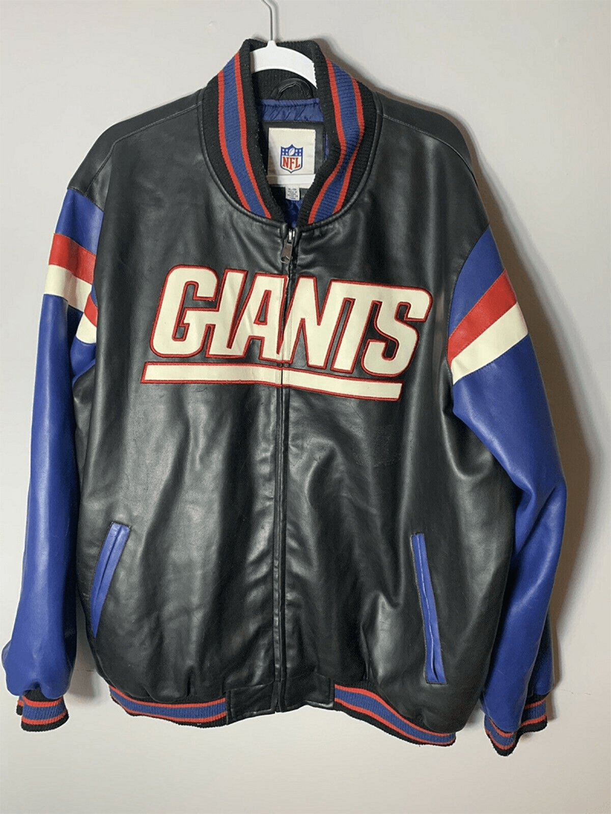 Menes NY Giants New York NFL Football Leather Jacket