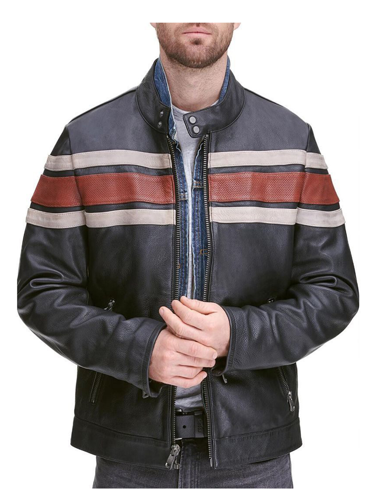 Wilson Leather Vintage Striped Leather Jacket