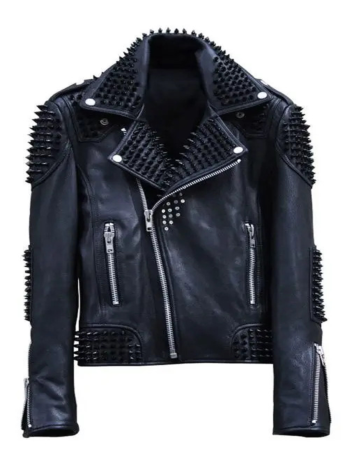 Men’s Rock Punk Spike Studded Leather Biker Jacket