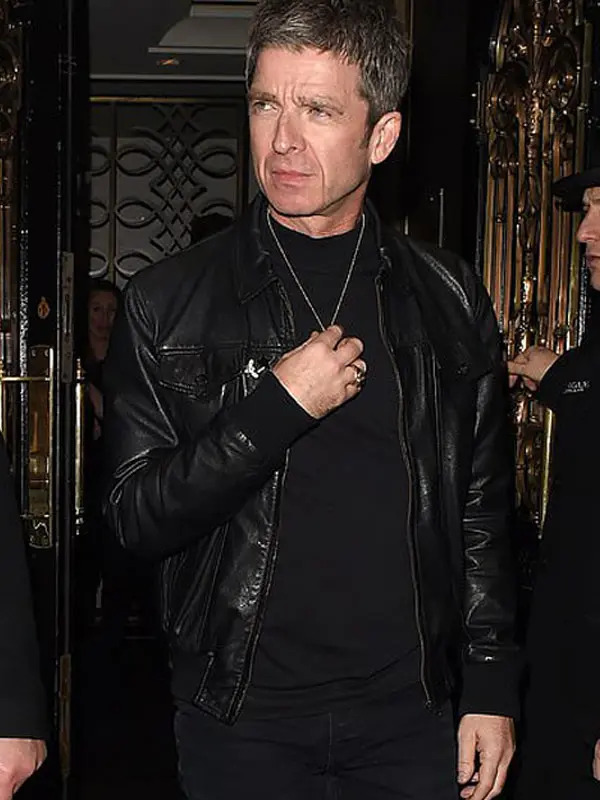 Singer Noel Gallagher Black Leather Jacket