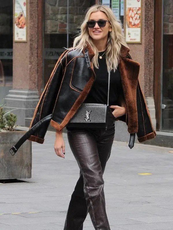 Ashley-Roberts-Christmas-Shearling-Aviator-Coat