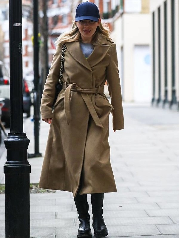 BBC-Studios-London-Mollie-King-Camel-Brown-Trench-Coat