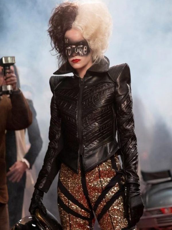 Cruella Movie DeVil Black Leather Jacket