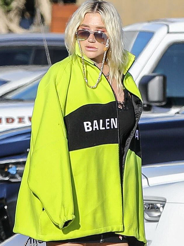 Kesha-Highlighter-Green-Balenciaga-Jacket