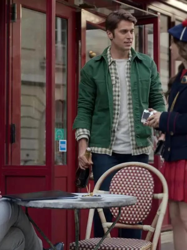 Lucas-Bravo-Emily-In-Paris-Gabriel-Green-Cotton-Jacket