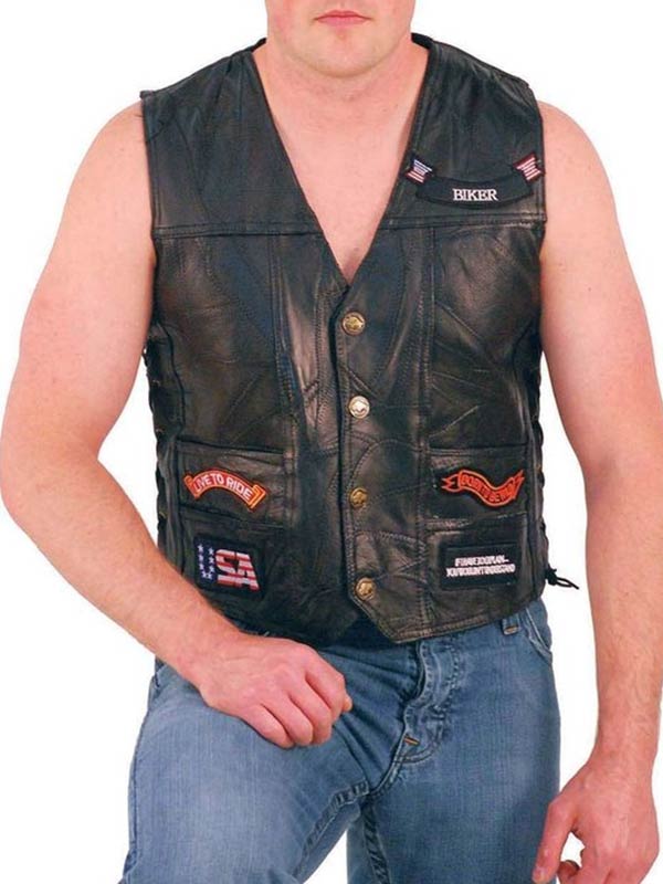 Mens-Patched-Motorcycle-Leather-Vest