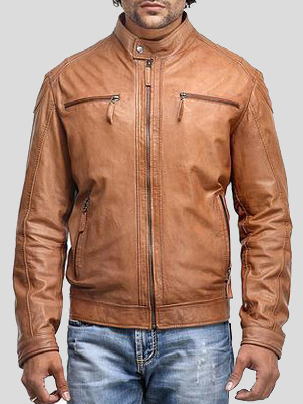 Mens-Zipper-Pockets-Leather-Motorcycle-Jacket