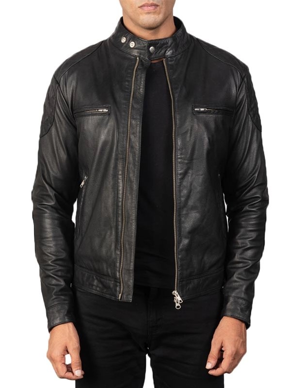 New-Mens-Slim-Fit-Black-Leather-Jacket