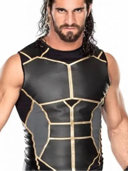 Seth-Rollins-WWE-Black-Slimfit-Leather-Vest