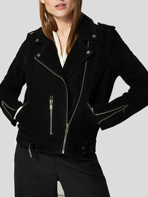 Womens-Black-Suede-Biker-Jacket