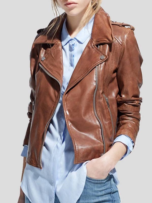 Womens-Motorcycle-Rider-Brown-Leather-Jacket