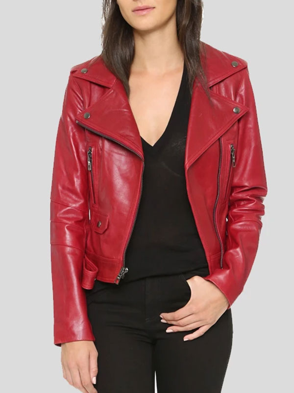 Womens-Red-Leather-Biker-Jacket