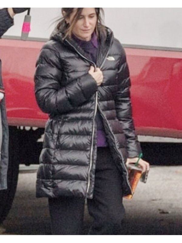 Agnes-WandaVision-Kathryn-Hahn-Black-Hooded-Puffer-Coat