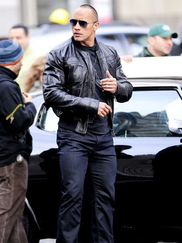 Christopher-Danson-The-Other-Guys-Dwayne-Johnson-Black-Bomber-Jacket