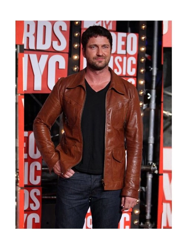 Gerard-Butler-Brown-Leather-Jacket