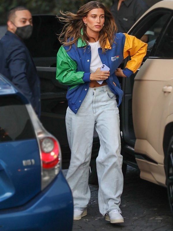 Hailey-Bieber-Benetton-Formula-1-Bomber-Jacket