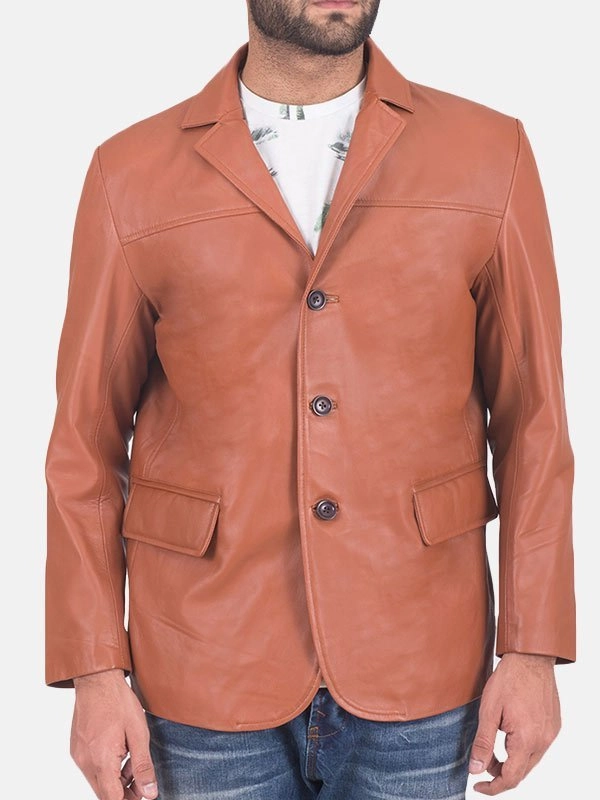 Mens-Brown-Leather-Blazer