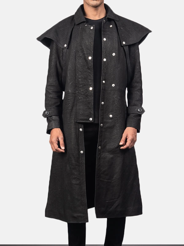 Mens-Duster-Leather-Long-Black-Coat