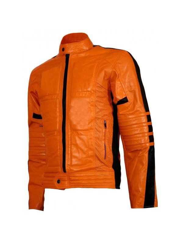 Mens-Orange-Biker-Leather-Jacket