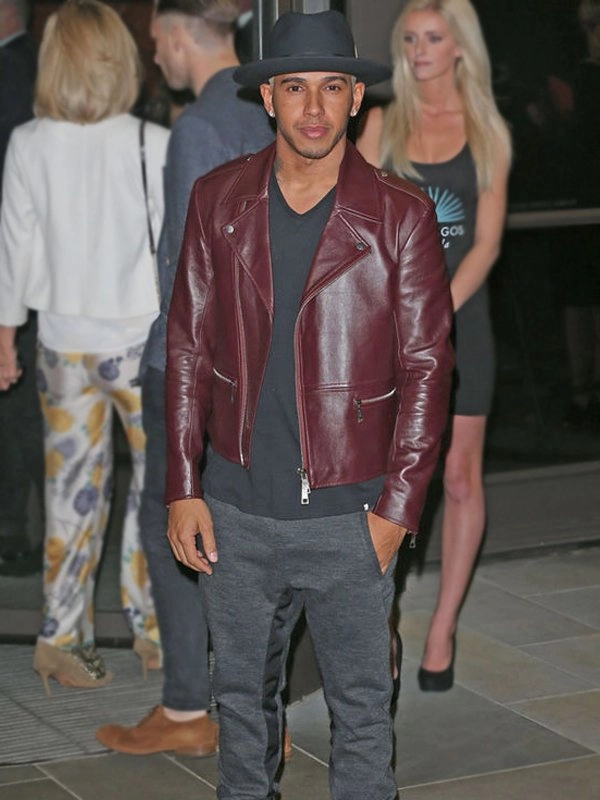 Racing-Driver-Lewis-Hamilton-Burgundy-Biker-Leather-Jacket